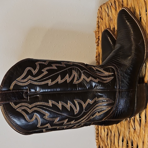 Vintage Diamond J Leather Mens Western Cowboy Boots Sz. 8 EE Wide - Picture 4 of 16